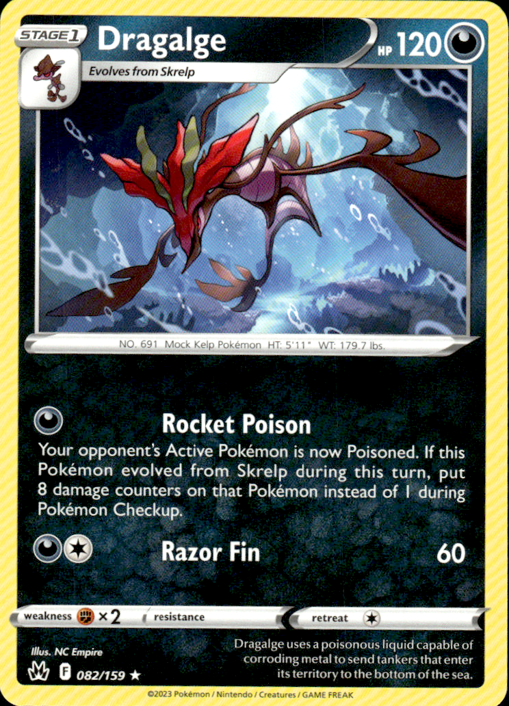 Dragalge Crown Zenith 082/159 Rare Pokémon — English Near Mint
