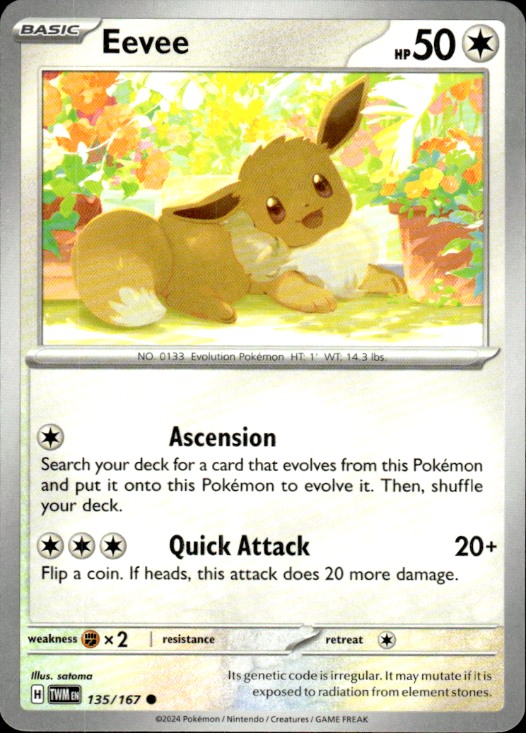 Eevee Twilight Masquerade 135/167 Common Pokémon — English Near Mint