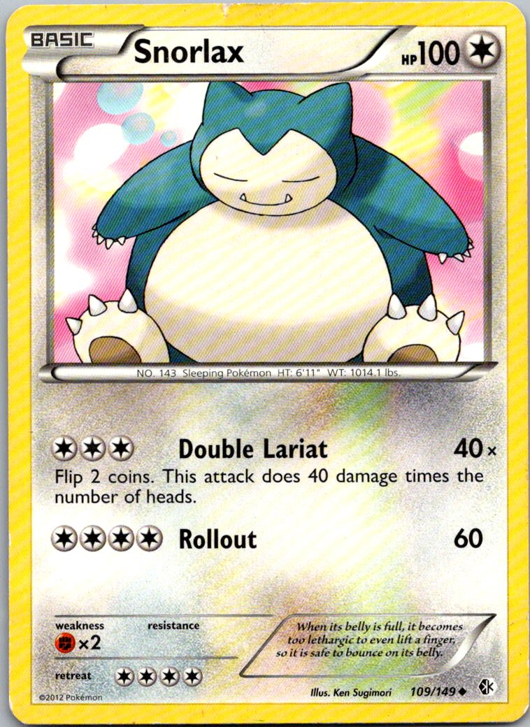 Snorlax 109/149 Uncommon Boundaries Crossed Pokemon Damaged