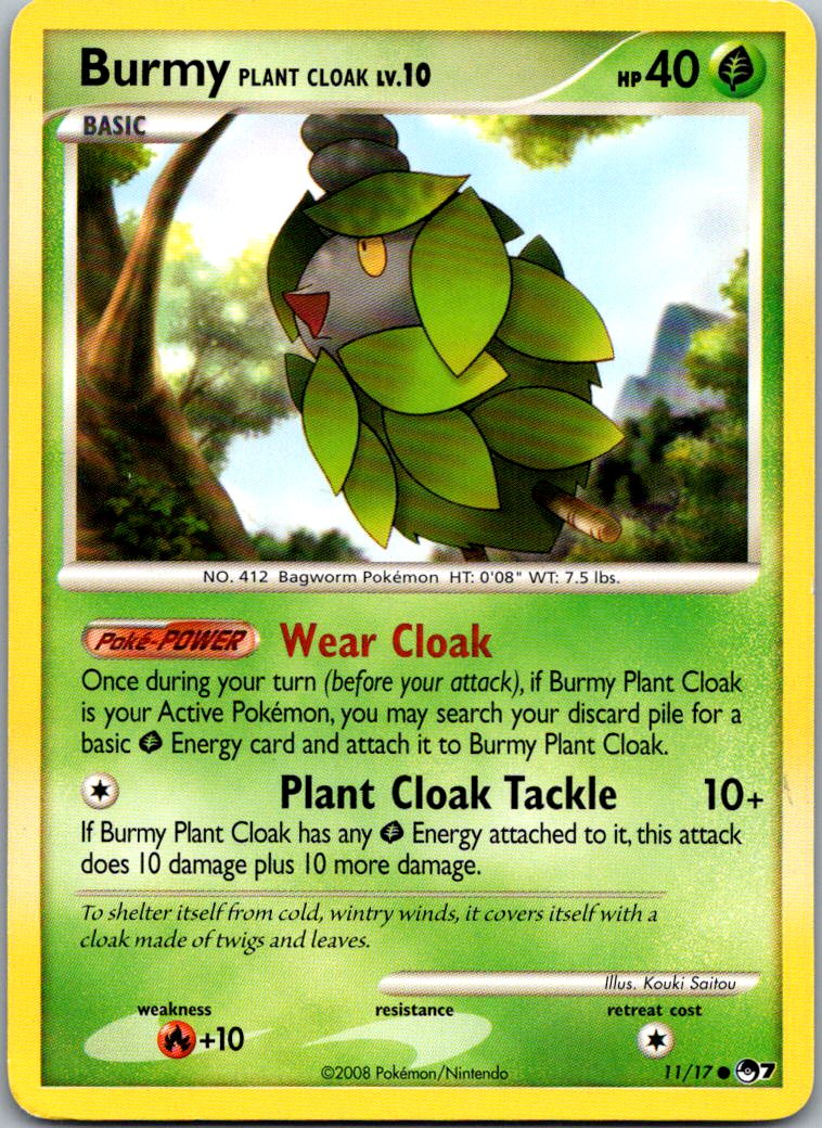 Burmy Plant Cloak 11/17 Common POP Series 7 Pokemon Heavily Played