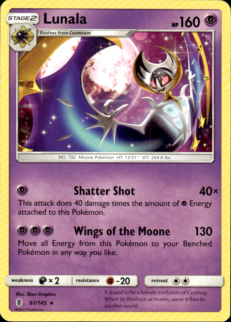 Lunala SM - Guardians Rising 61/145 Rare Pokémon — English Lightly Played