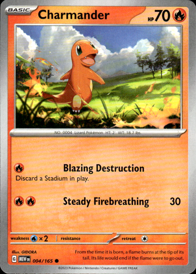 Charmander Scarlet & Violet 151 004/165 Common Pokémon — English Near Mint