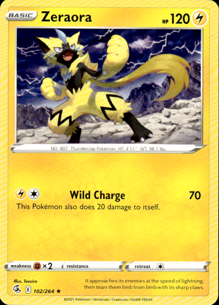 Zeraora Fusion Strike 102/264 Rare Pokémon — English Near Mint