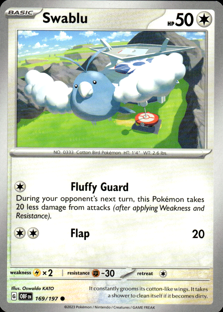 Swablu Obsidian Flames 169/197 Common Pokémon — English Near Mint