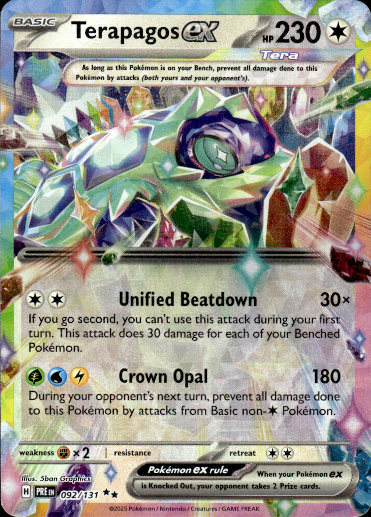 Terapagos ex Prismatic Evolutions 092/131 Double Rare Holo Pokémon — English
