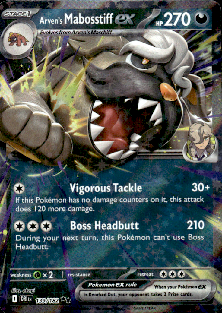 Arven's Mabosstiff ex Destined Rivals 139/182 Double Rare Holo Pokémon — English
