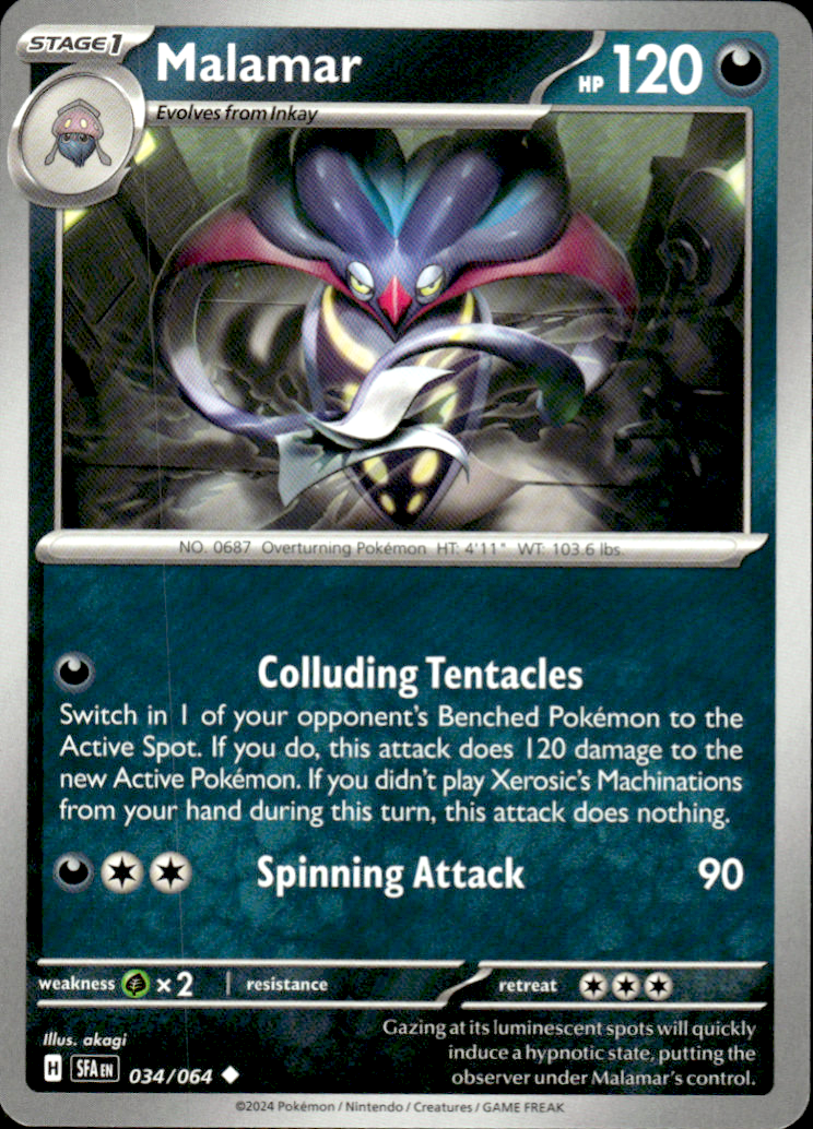 Malamar Shrouded Fable 034/064 Uncommon Pokémon — English Near Mint