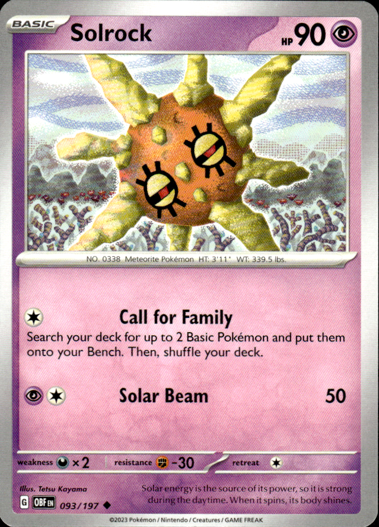 Solrock Obsidian Flames 093/197 Uncommon Pokémon — English Near Mint
