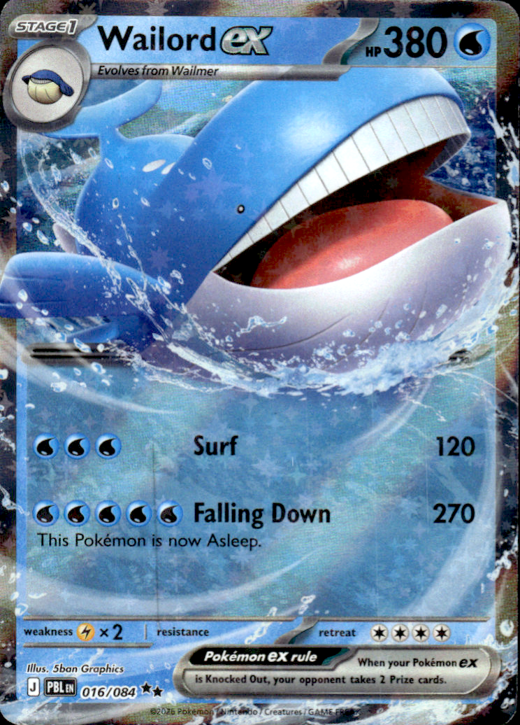 Wailord ex Pitch Black 16/84 Double Rare Holo Pokémon — English Near Mint