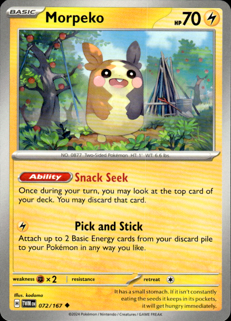 Morpeko Twilight Masquerade 072/167 Uncommon Pokémon — English Near Mint