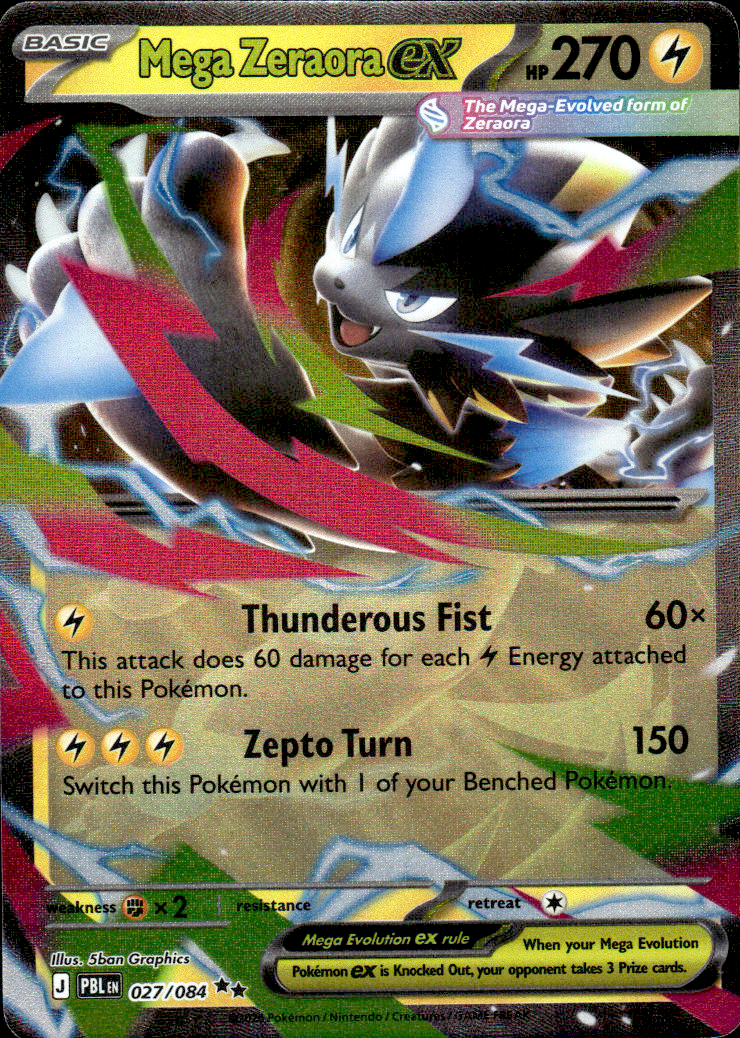 Mega Zeraora ex Pitch Black 27/84 Double Rare Holo Pokémon — English Near Mint