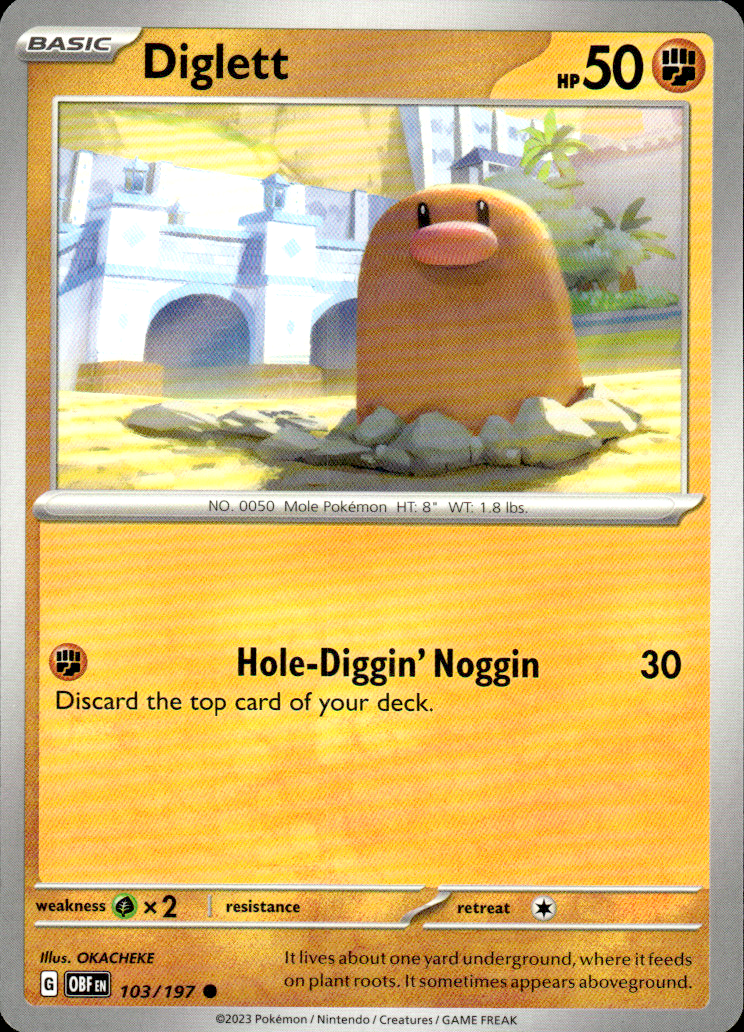 Diglett Obsidian Flames 103/197 Common Pokémon — English Near Mint