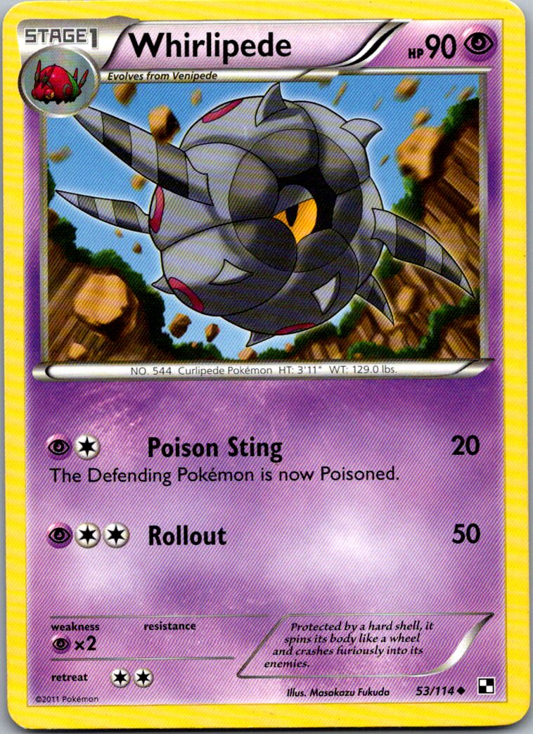 Whirlipede 53/114 Uncommon Black & White Pokemon Heavily Played