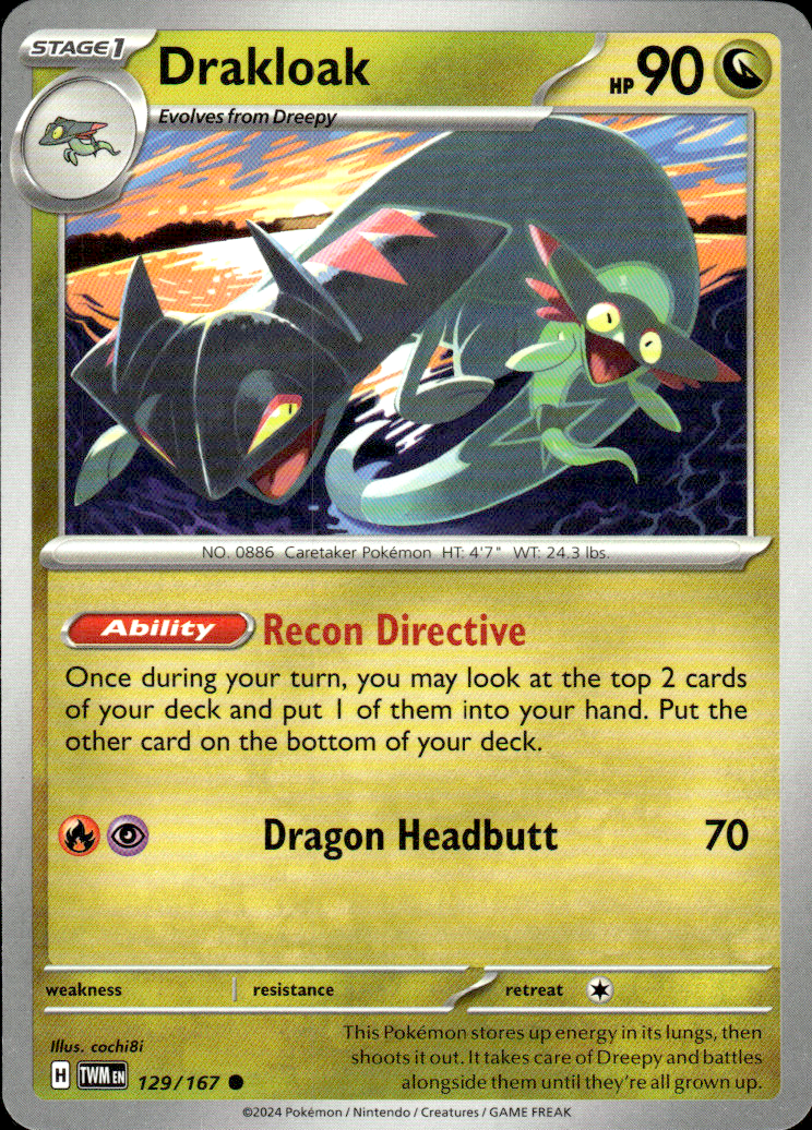 Drakloak Twilight Masquerade 129/167 Common Pokémon — English Near Mint