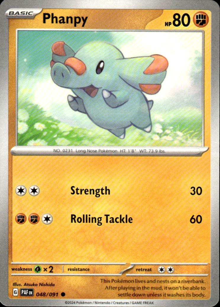 Phanpy Paldean Fates 048/091 Common Pokémon — English Near Mint