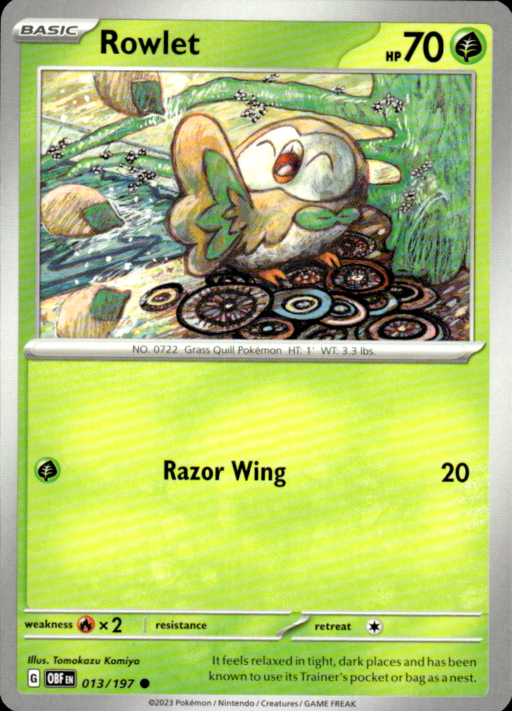 Rowlet Obsidian Flames 013/197 Common Pokémon — English Near Mint