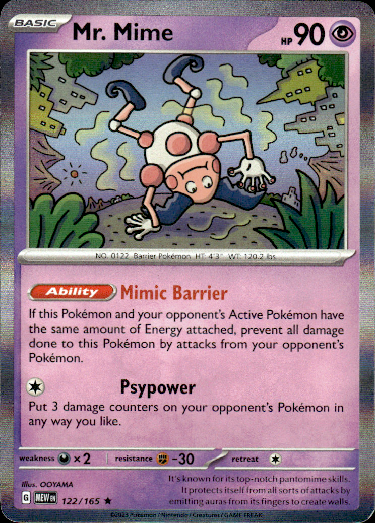 Mr. Mime Scarlet & Violet 151 122/165 Rare Holo Pokémon — English Near Mint