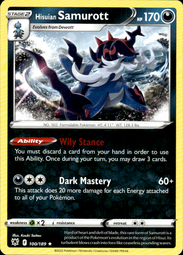 Hisuian Samurott Astral Radiance 100/189 Holo Rare Reverse Holo Near Mint