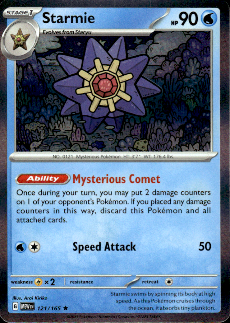 Starmie Scarlet & Violet 151 121/165 Rare Holo Pokémon — English Near Mint