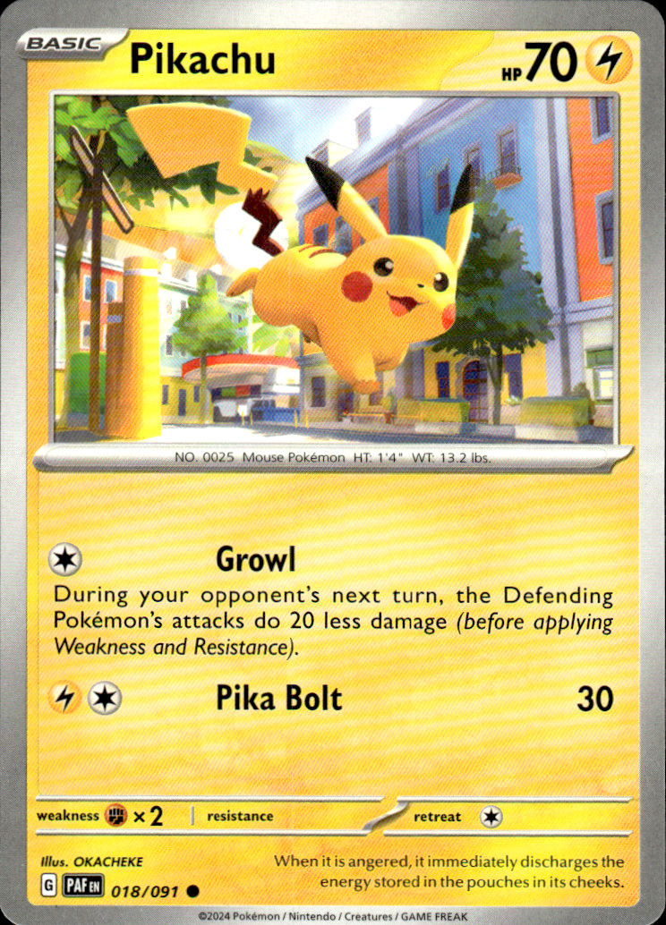 Pikachu Paldean Fates 018/091 Common Pokémon — English Near Mint