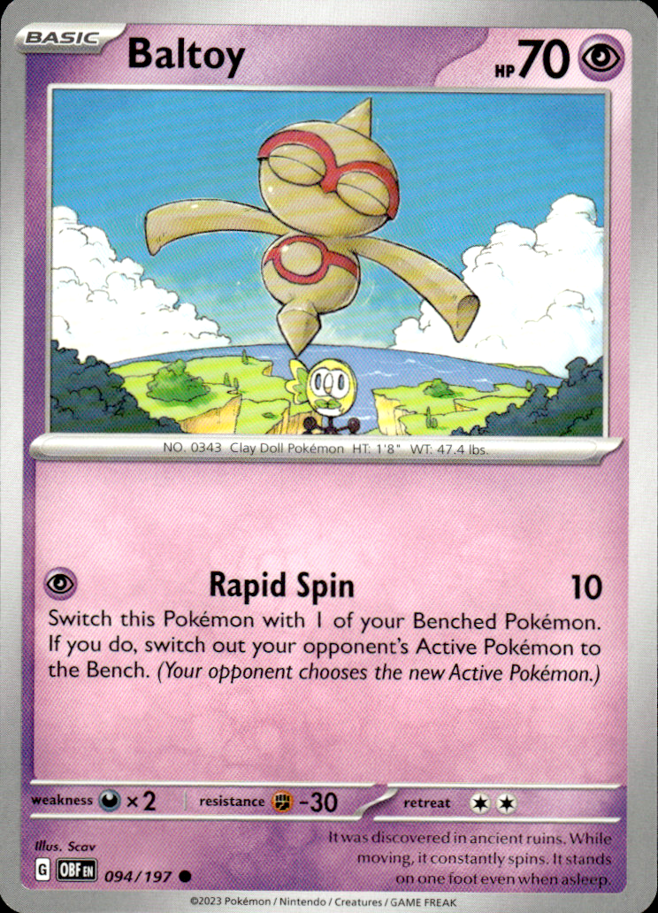 Baltoy Obsidian Flames 094/197 Common Pokémon — English Near Mint