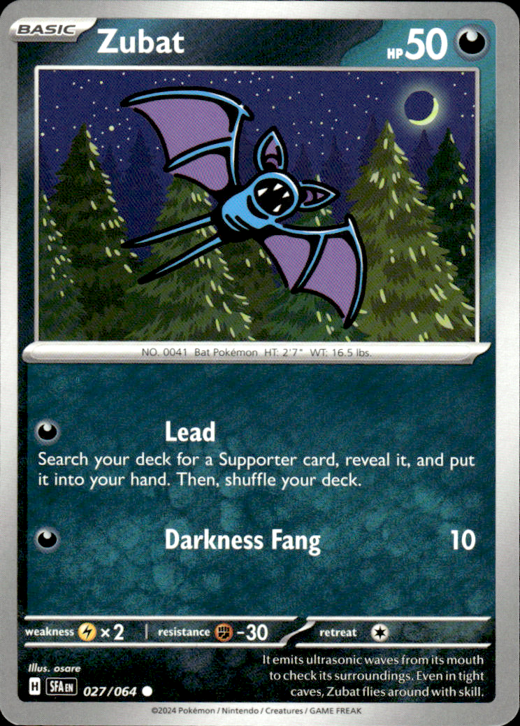 Zubat Shrouded Fable 027/064 Common Pokémon — English Near Mint
