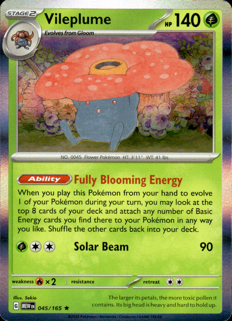 Vileplume Scarlet & Violet 151 045/165 Rare Holo Pokémon — English Near Mint