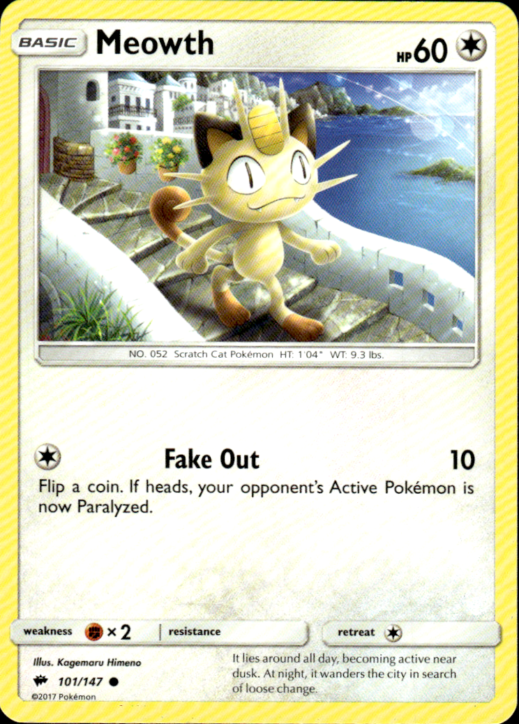 Meowth SM - Burning Shadows 101/147 Common Pokémon — English Lightly Played