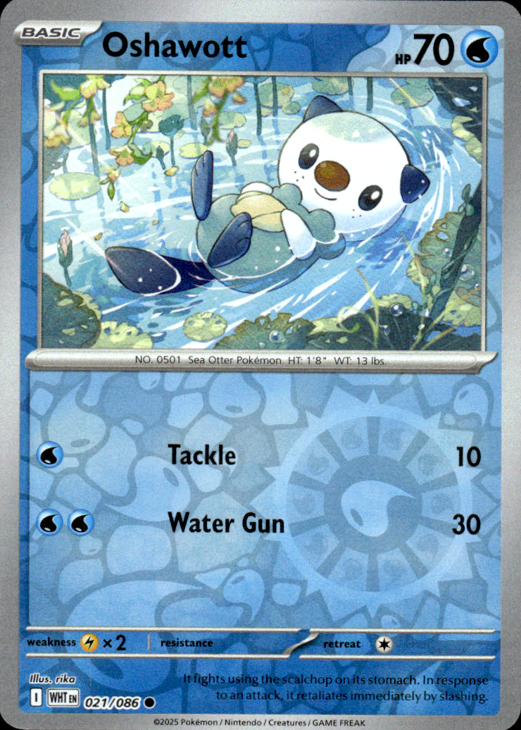 Oshawott White Flare 021/086 Common Reverse Holo Pokémon — English Near Mint