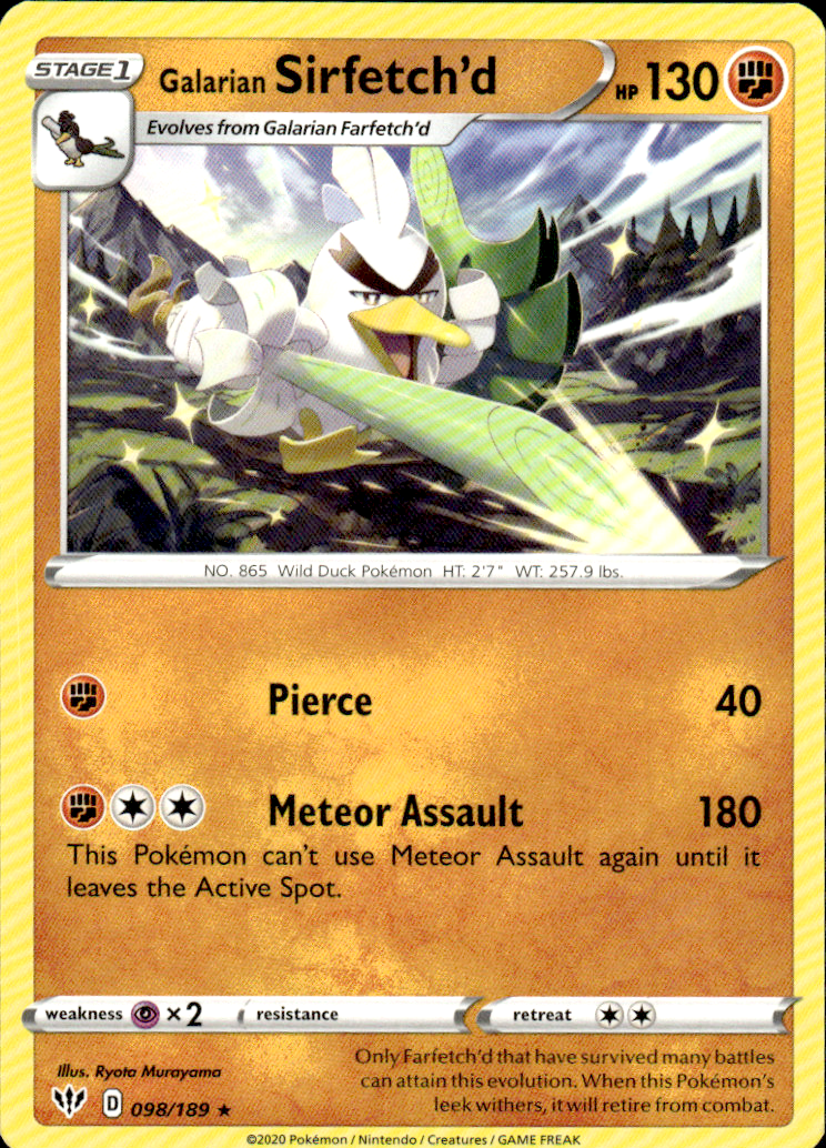Galarian Sirfetch'd Darkness Ablaze 098/189 Rare Pokémon — English Near Mint