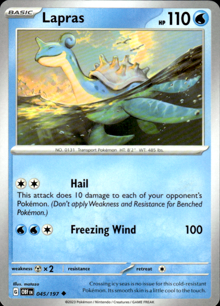 Lapras Obsidian Flames 045/197 Uncommon Pokémon — English Near Mint