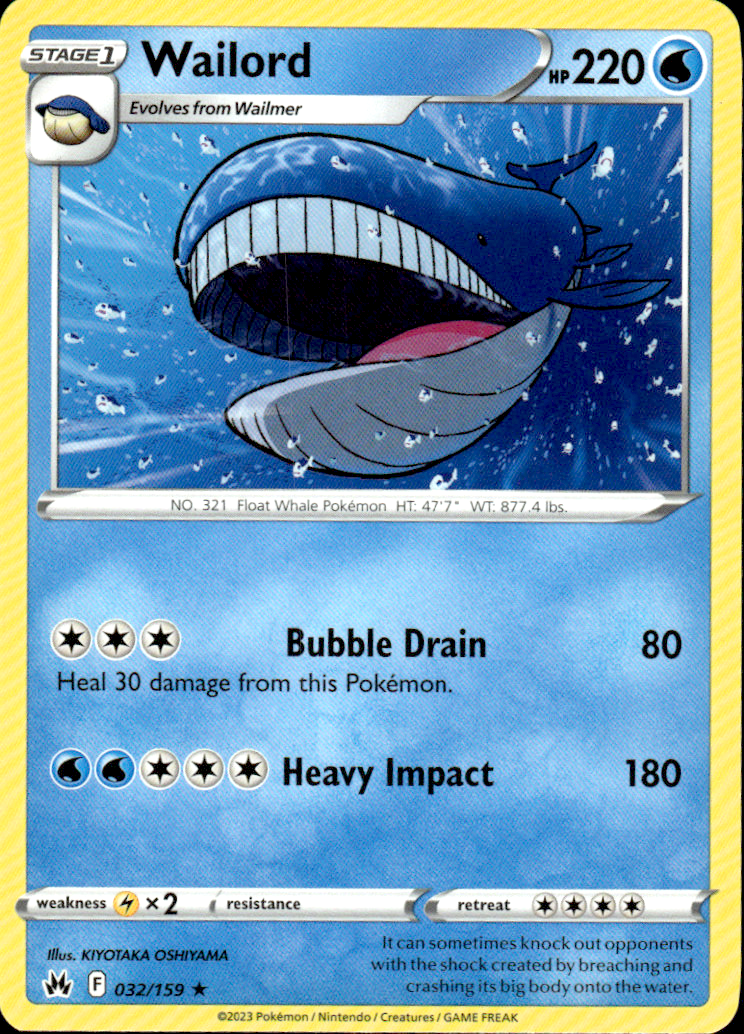 Wailord Crown Zenith 032/159 Rare Pokémon — English Near Mint