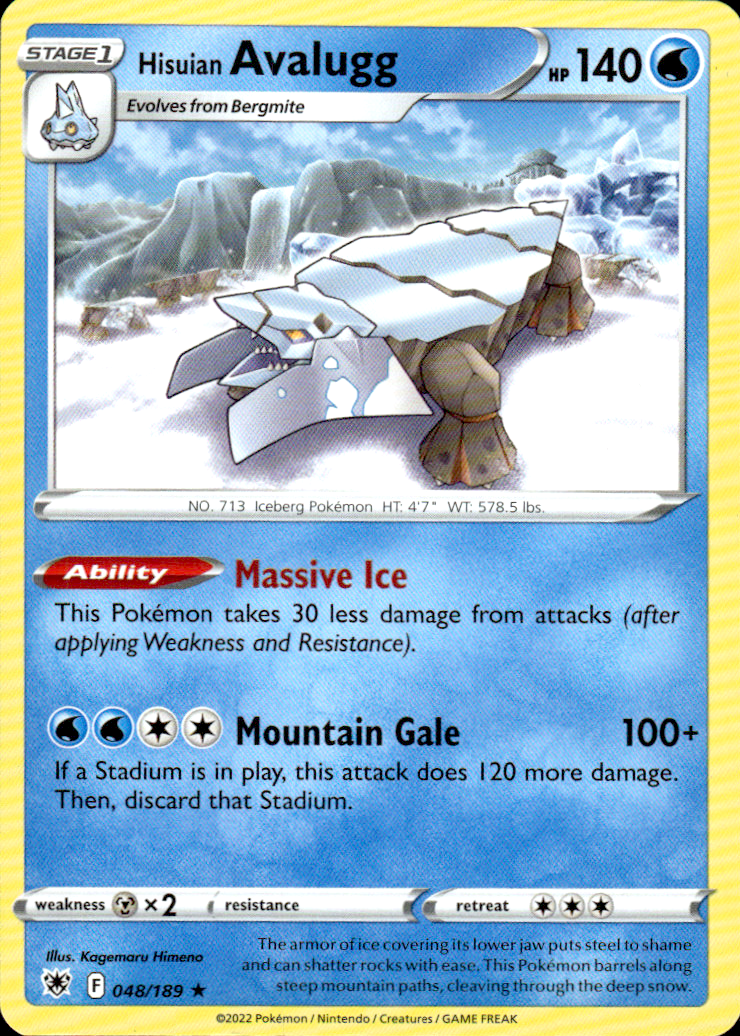 Hisuian Avalugg Astral Radiance 048/189 Rare Pokémon — English Near Mint