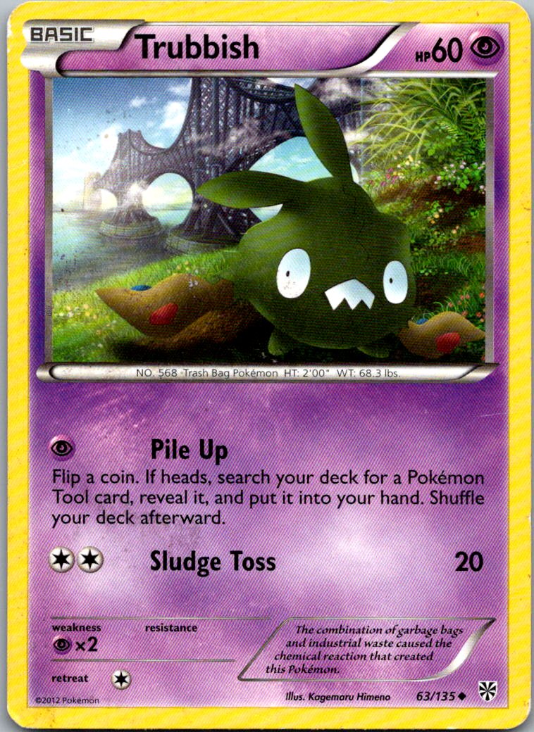 Trubbish 63/135 Uncommon Plasma Storm Pokemon Damaged