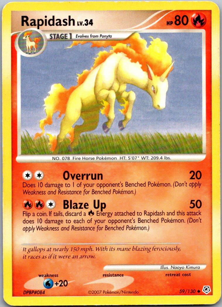 Rapidash 59/130 Uncommon Diamond & Pearl Pokemon Heavily Played