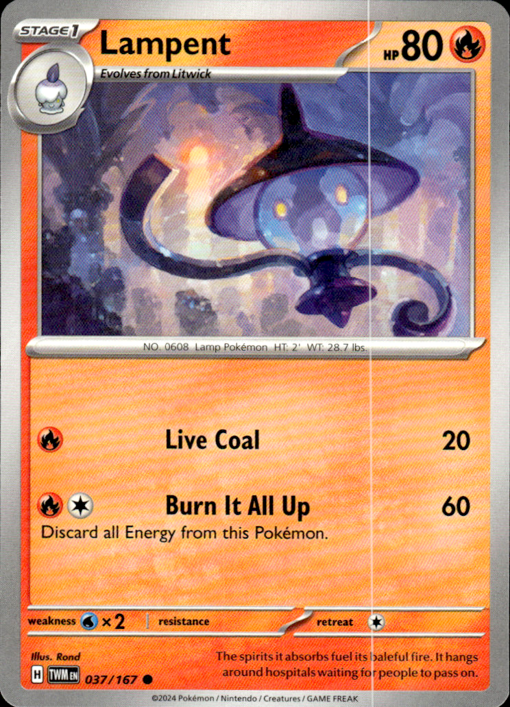 Lampent Twilight Masquerade 037/167 Common Pokémon — English Near Mint