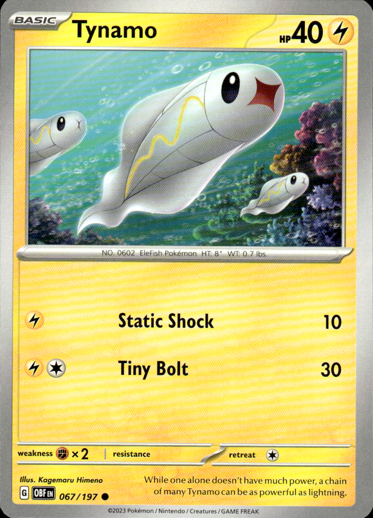 Tynamo Obsidian Flames 067/197 Common Pokémon — English Near Mint