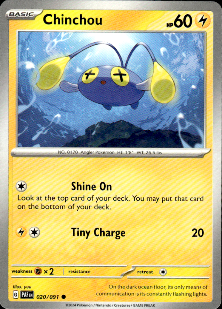 Chinchou Paldean Fates 020/091 Common Pokémon — English Near Mint