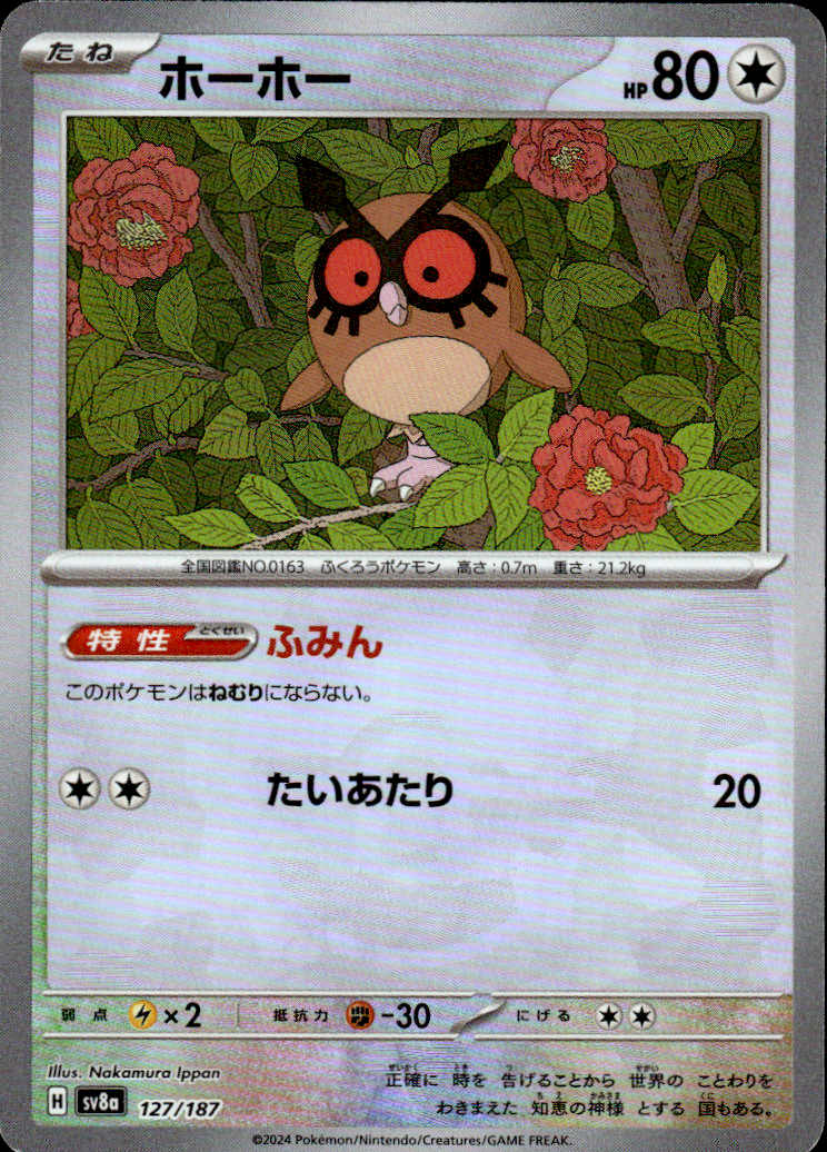 Hoothoot (Mirror Foil) Terastal Fest ex 127/187 Common Holo Pokémon — Japanese
