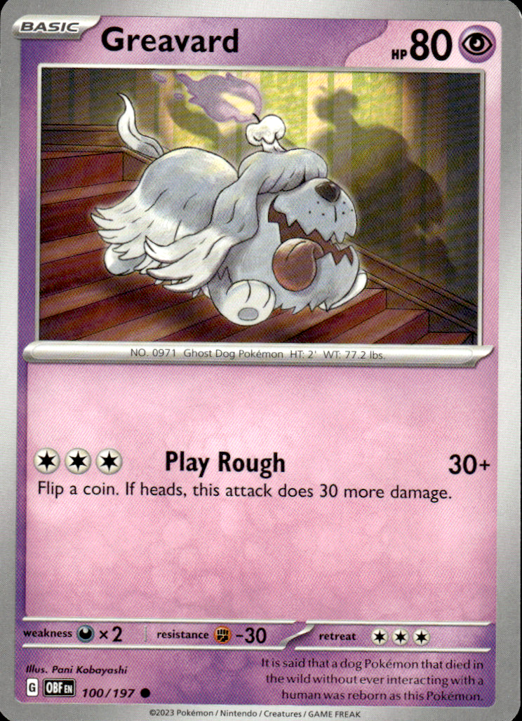Greavard Obsidian Flames 100/197 Common Pokémon — English Near Mint
