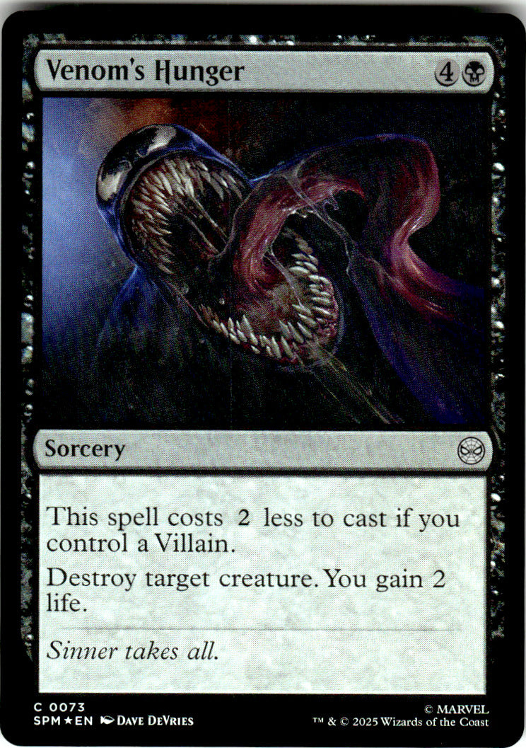 Venom's Hunger Marvel's Spider-Man 73 C Foil Magic: The Gathering Near Mint