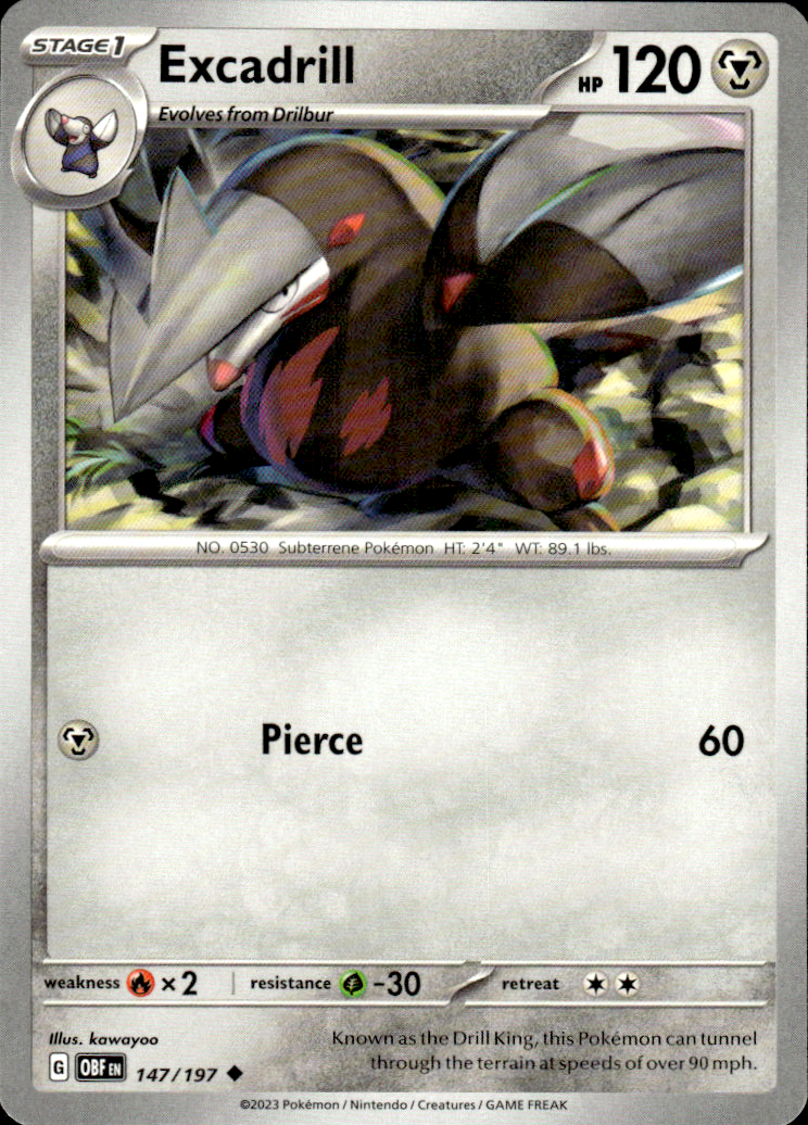 Excadrill Obsidian Flames 147/197 Uncommon Pokémon — English Near Mint