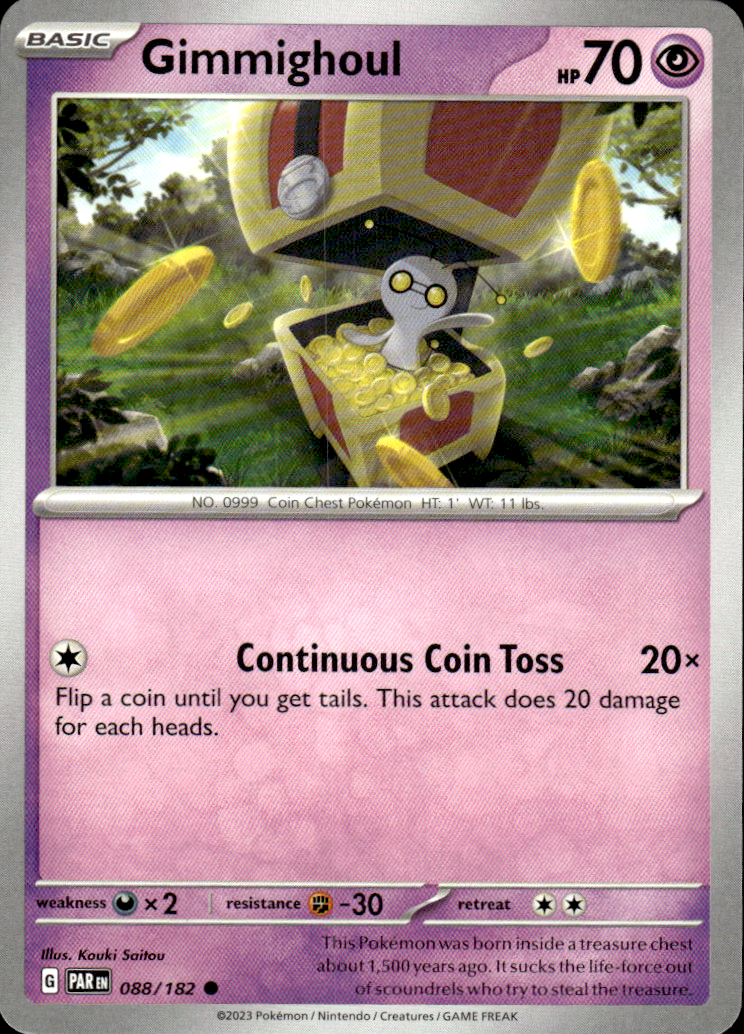 Gimmighoul Paradox Rift 088/182 Common Pokémon — English Near Mint