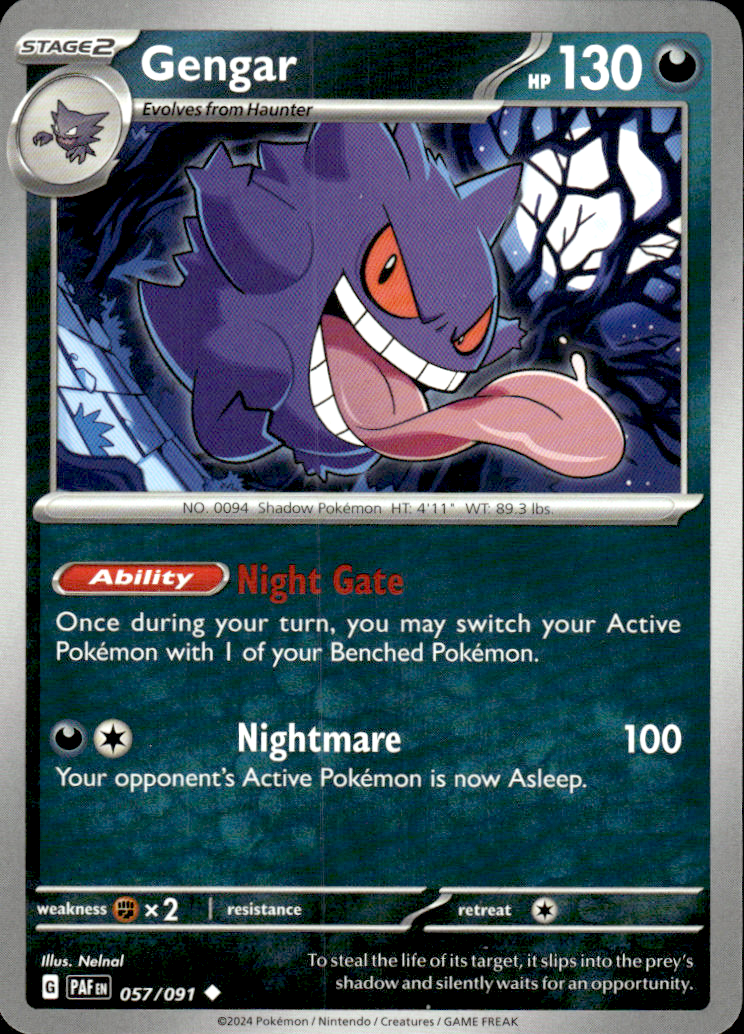 Gengar Paldean Fates 057/091 Uncommon Pokémon — English Near Mint