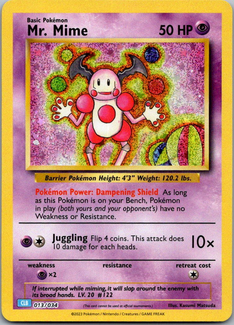 Mr. Mime 013/034 Holo Classic Collection Trading Card Game Classic Pokemon NM