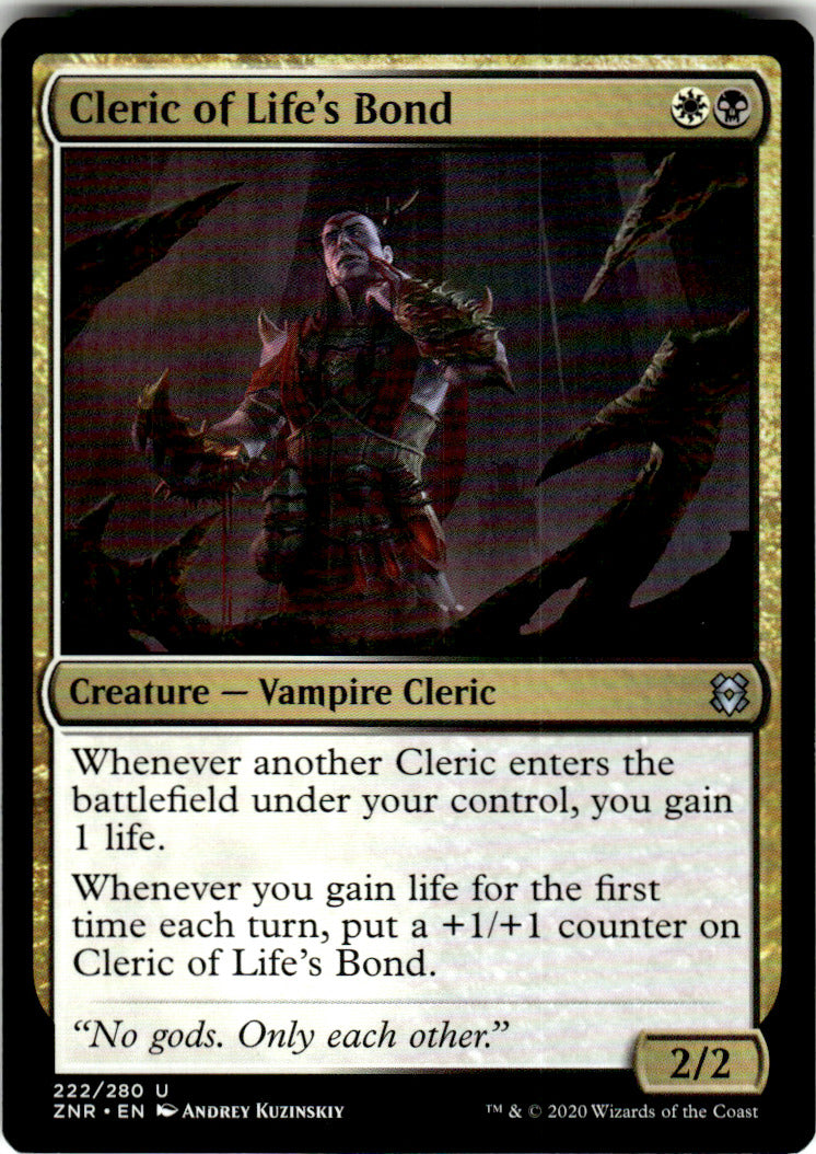 Cleric of Life's Bond Zendikar Rising 222 U Magic: The Gathering Near Mint