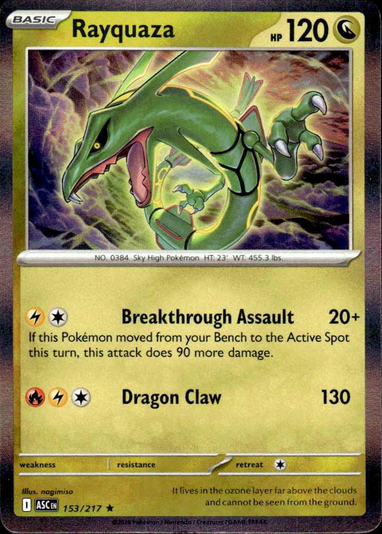 Rayquaza Ascended Heroes 153/217 Rare Holo Pokémon — English Near Mint