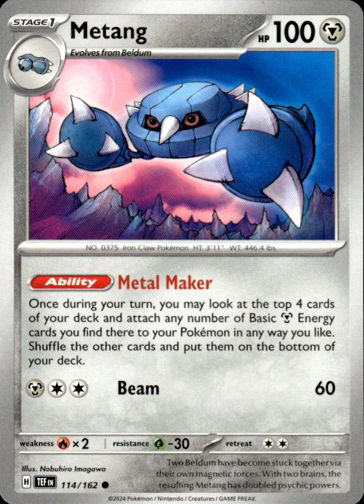 Metang Temporal Forces 114/162 Common Pokémon — English Near Mint