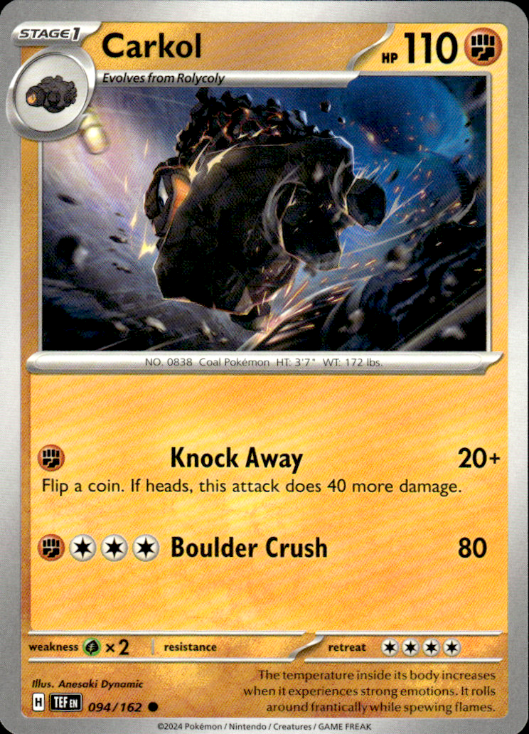 Carkol Temporal Forces 094/162 Common Pokémon — English Near Mint