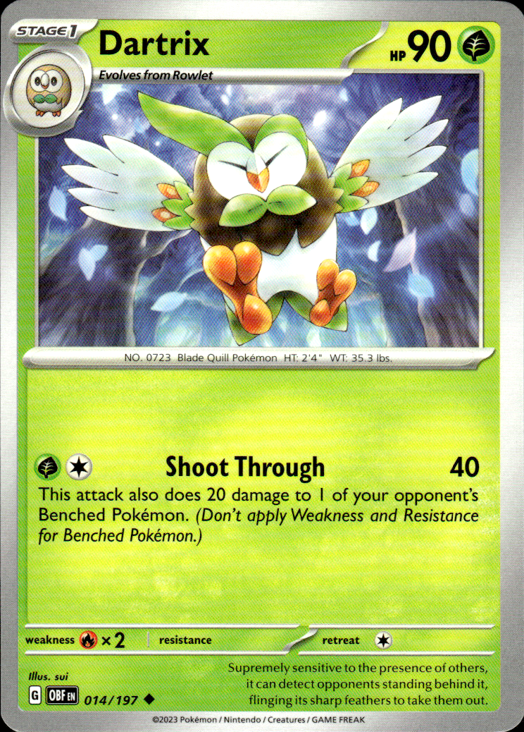 Dartrix Obsidian Flames 014/197 Uncommon Pokémon — English Near Mint